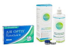 Air Optix Plus Hydraglyde for Astigmatism (3 lenses) + Solunate Multi-Purpose 400 ml with case
