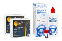 Lenjoy Monthly Day & Night (12 lenses) + Oxynate Peroxide 380 ml with case