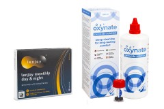 Lenjoy Monthly Day & Night (3 lenses) + Oxynate Peroxide 380 ml with case