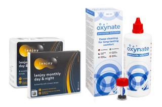 Lenjoy Monthly Day & Night (9 lenses) + Oxynate Peroxide 380 ml with case