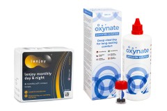 Lenjoy Monthly Day & Night (6 lenses) + Oxynate Peroxide 380 ml with case