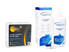 Lenjoy Monthly Day & Night (6 lenses) + Vantio Multi-Purpose 360 ml with case